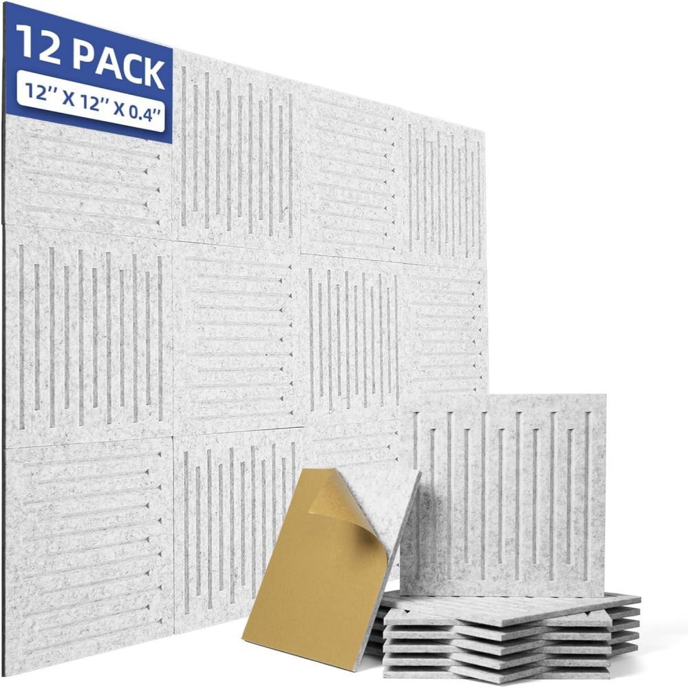 BEIYIN 12 Pack Acoustic Soundproof Panels Self Adhesive-30X30X0.9CM ...