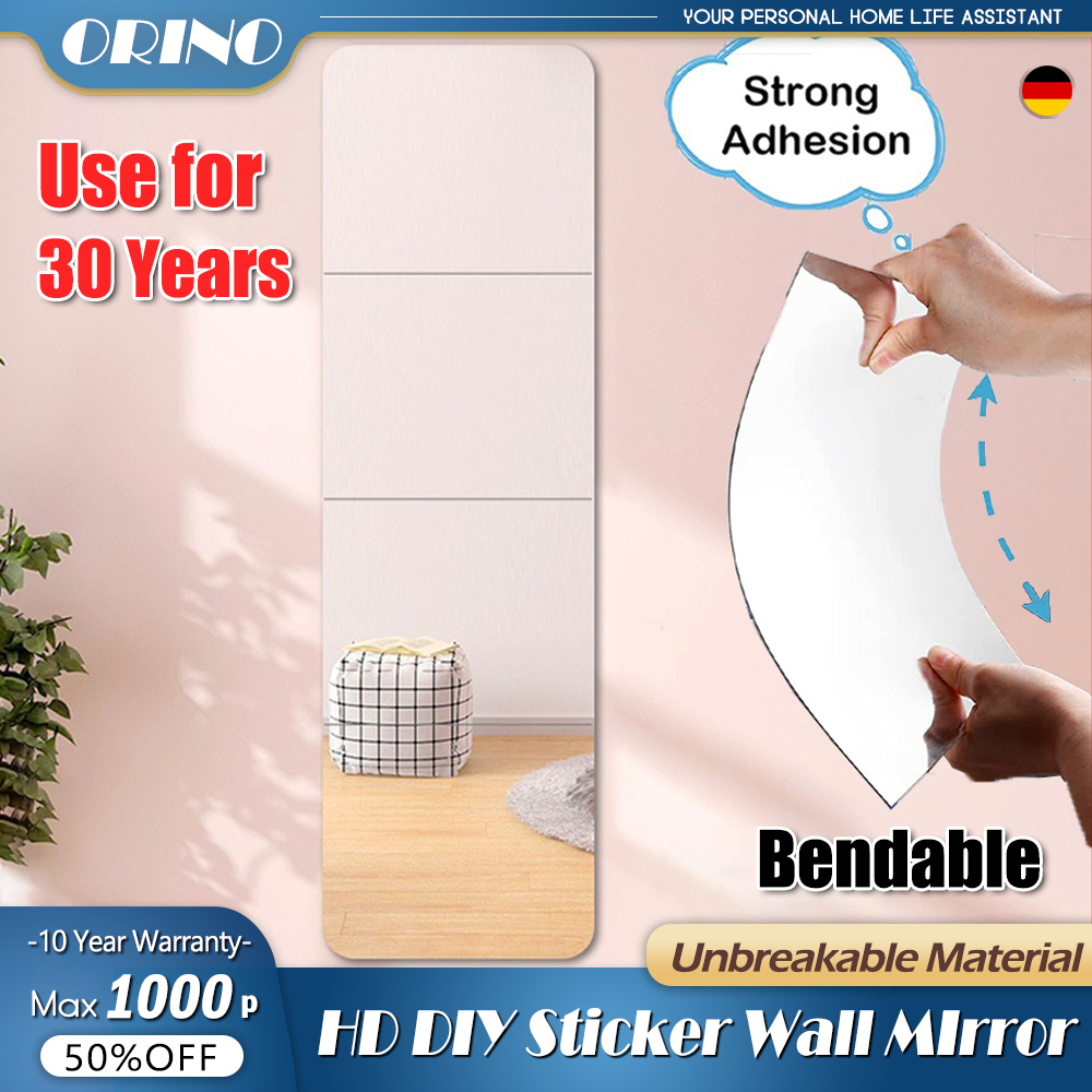 Flexible HD Mirror Sticker Wall Self Adhesive Acrylic Stitching Mirror ...