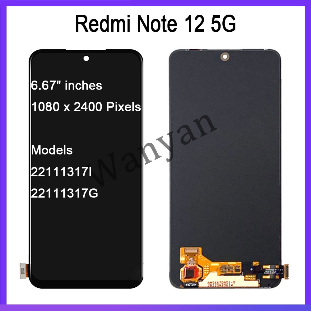 OLED Redmi Note 12 4G 5G Note 12S 4G LCD Display Touch Screen With ...