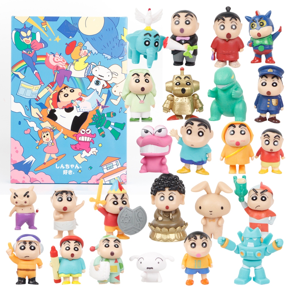 24Pcs/Set 4cm Color Box Crayon Shin-chan Nohara Rabbit Robot Action ...