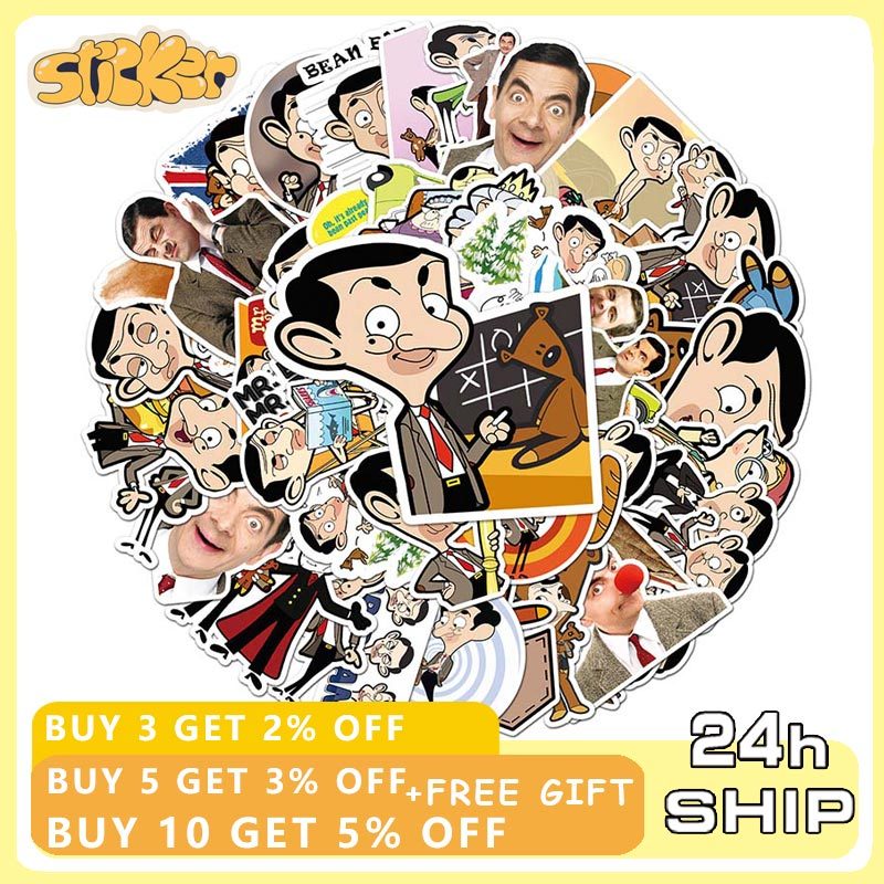 50pcs Mr. Bean Sticker DIY Skateboard Laptop Luggage Bike Motorcycle ...
