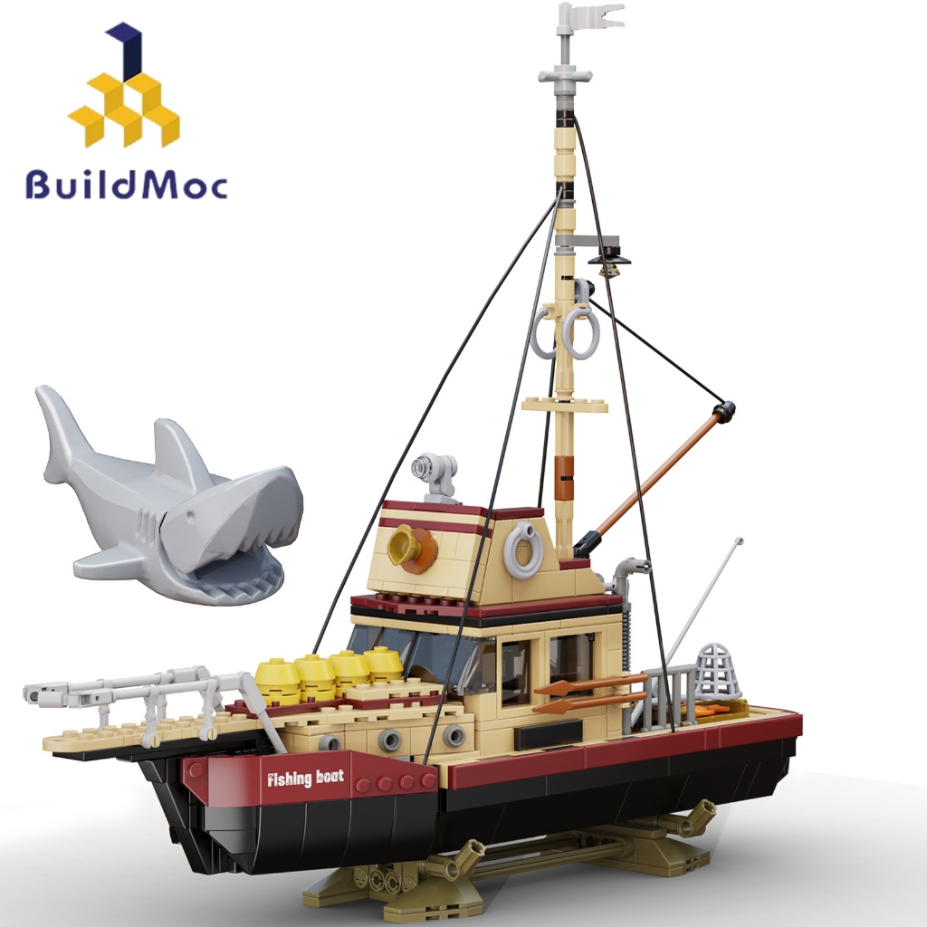 Buildmoc Old fishing boat model Building Blocks Children's Educational ...