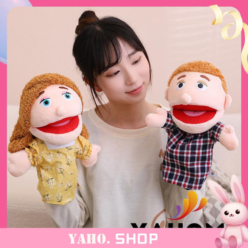 ZXT-Lovely Family Hand Puppets Mouth Opening Plush Puppets Toys Role ...