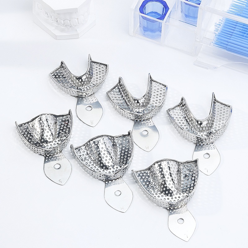 Set De 6 Porte-Empreintes Dentaires En Acier Inox Autoclavable - Marque BOMAOER - Neuf