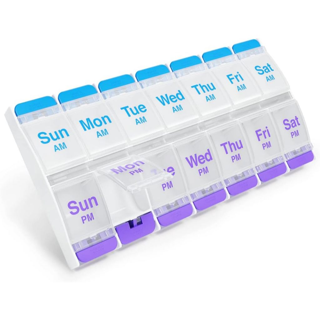 Weekly (7-Day) AM/PM Pill Case, Medicine Planner, Vitamin Organizer Box ...
