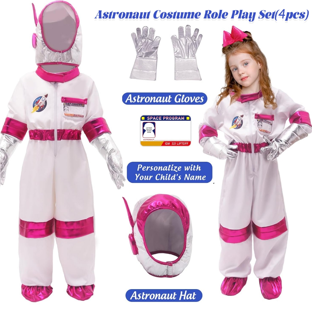 4pcs Astronaut Costume With Realistic Accessories for Kids Space ...