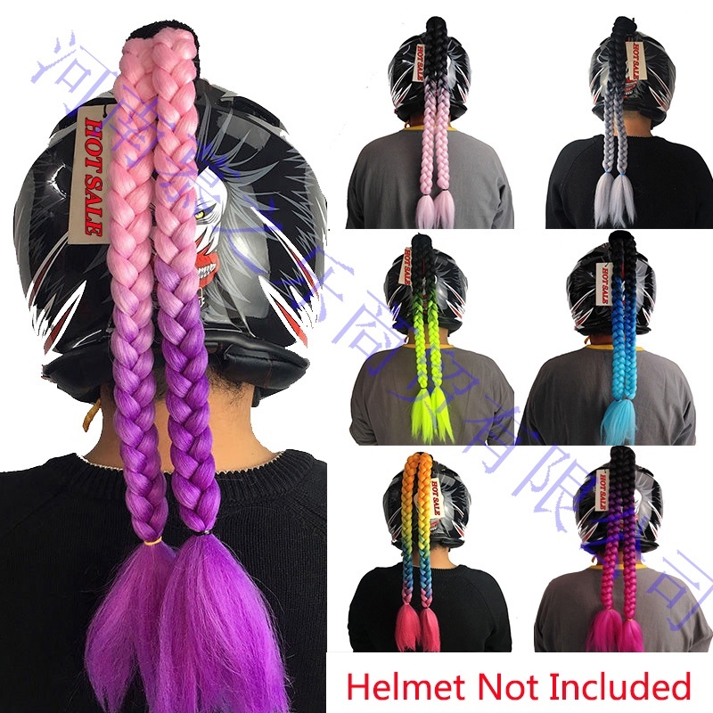 Helmet Braids Ponytail for Motorcycle Bicycle Double-Braids Helmet Hair ...
