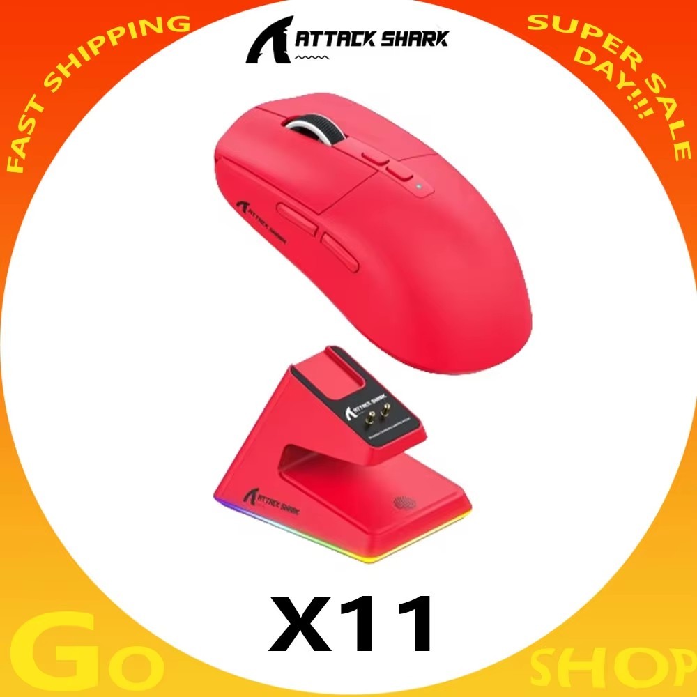 Attack Shark X11 Wireless Mousebluetooth24gwired Tri Mode Mouse Paw3311 Rgb Magnetic 6802