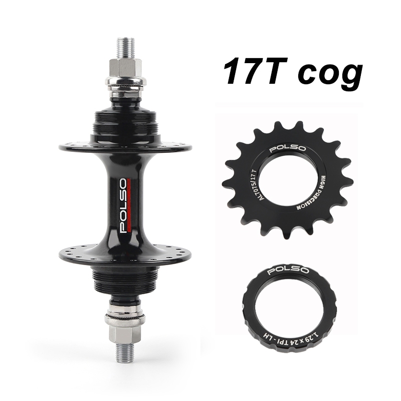 POLSO Fixie Hub Rear Hub 24H 28H 32H 36H and Ultra Light Alloy Cog 17T ...