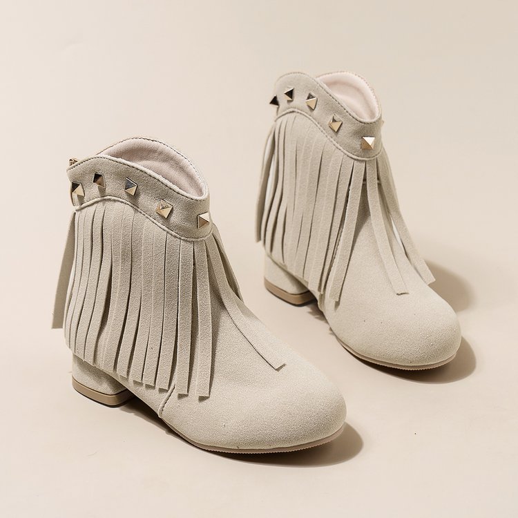 Ready Stock Brand New Kids Shoes Fashion Girl's Low Top Tassel Boots