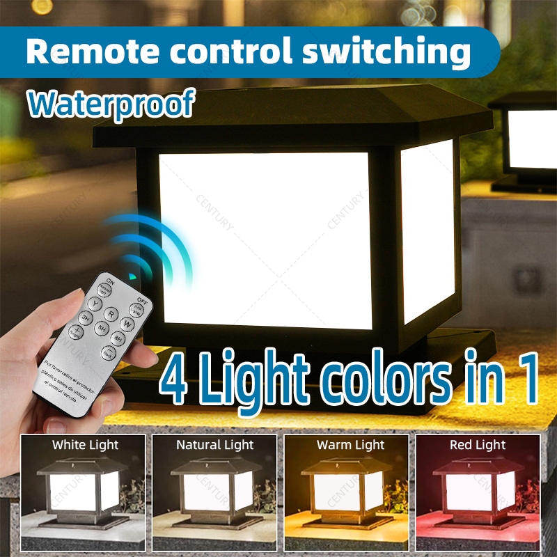 Remote Solar Pillar Light Outdoor Waterproof Post Lights 4 Colors Led ...