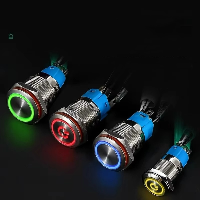 12mm LED illuminated power on off metal push button switch | Shopee ...