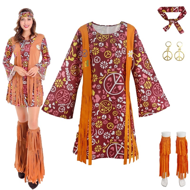 Retro Hippie Costume for Women, Arabian Costume for Girl, 60s 70s