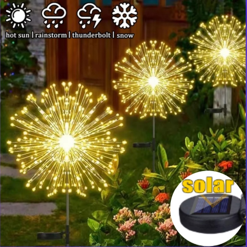 Solar Firework Light/120 LED Warm Light Outdoor Firework Solar Garden ...