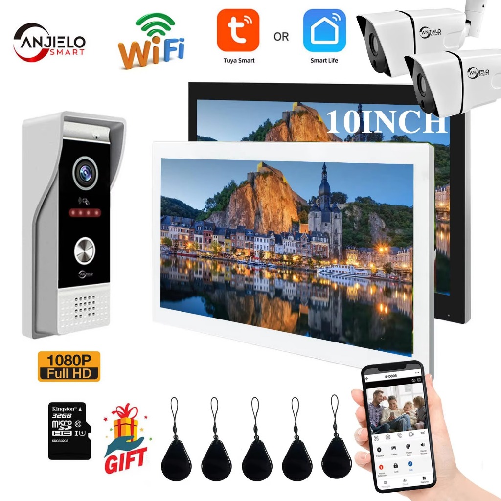 ANJIELO TUYA 10 Inch WiFi 1080P Video Intercom Smart Home Wired Video ...