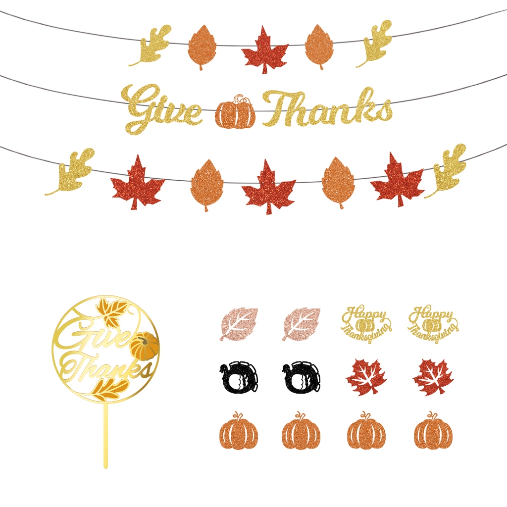 Thanksgiving Party Decorations Give Thanks Cake Topper Cupcake Toppers ...