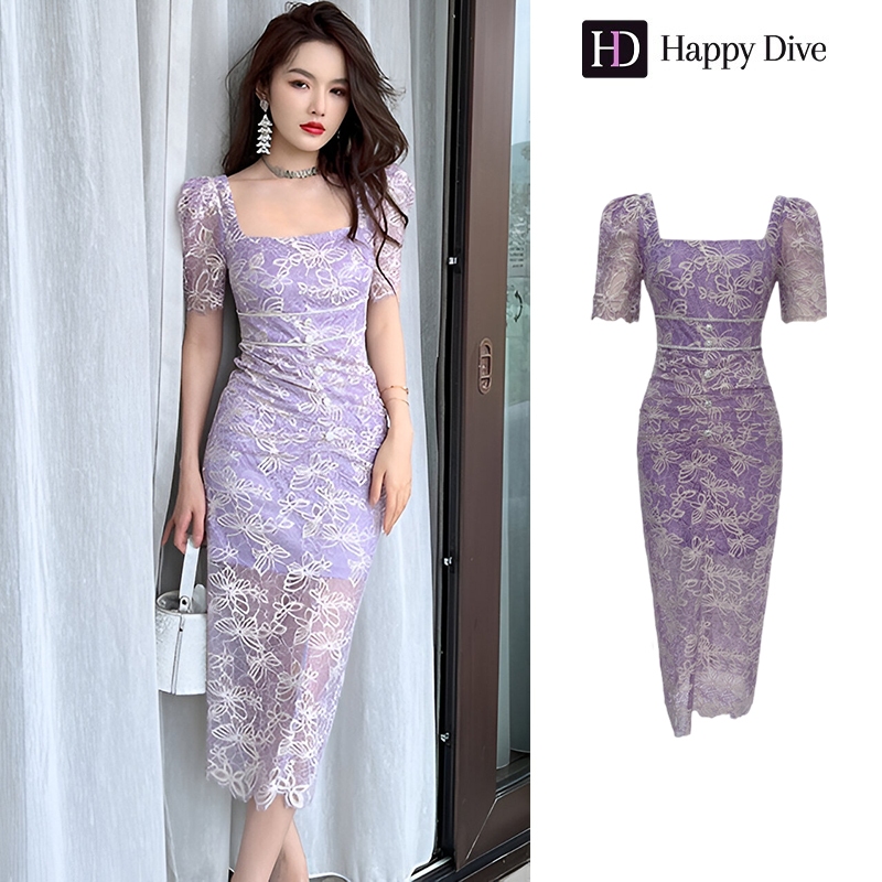Happy Diva Women's Dresses Purple Dresses Puff Sleeve Dresses Lace Dresses  Formal Occasion Dresses Work Dresses Formal Party Dresses Birthday Party