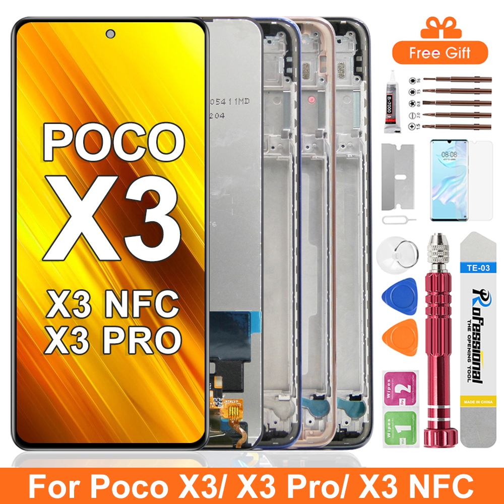 Display LCD Touch Screen Completo Per Xiaomi Poco X3, MZB07Z2IN, Nero, Con Vetro