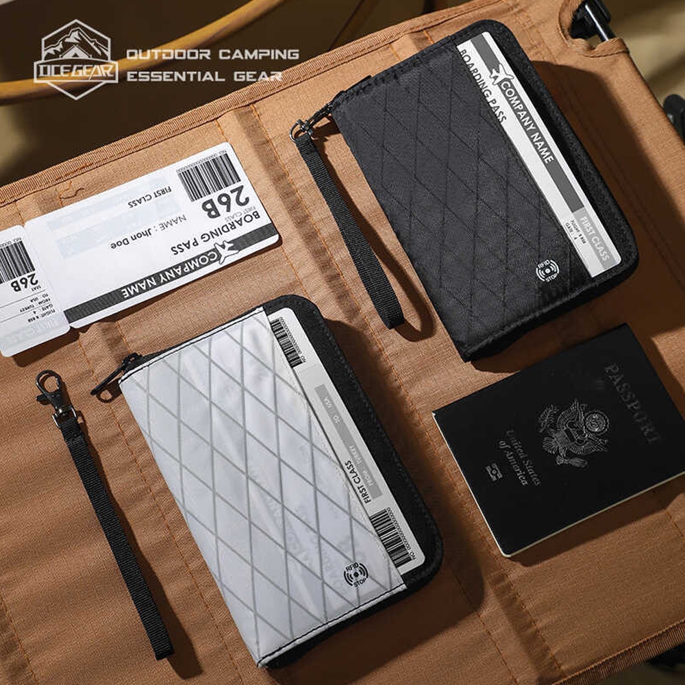 RFID Blocking Family Passport Wallet Holder Waterproof, Travel Document Organizer Bag With Wrist Neck Double Strap