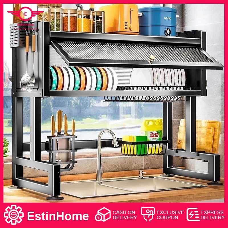 Metallic Dish Cabinet Rack Multi-functional Sink Rack 65/105CM ...