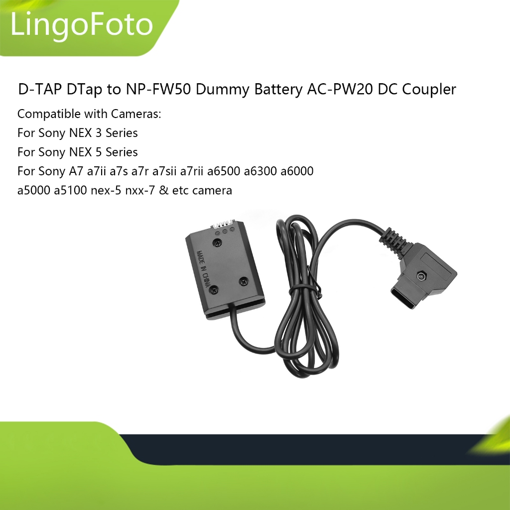 DRRI NP-F Dummy Battery DC Coupler With D-Tap Adapter For Sony Cameras
