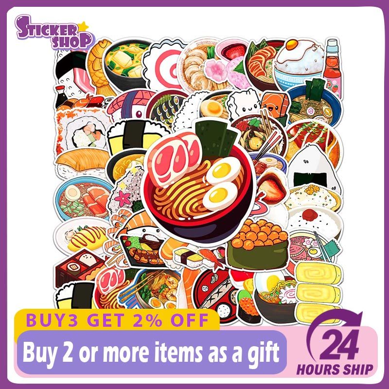 50PCS Japanese Cuisine Sticker Graffiti Sushi Ramen Delicious Japanese ...
