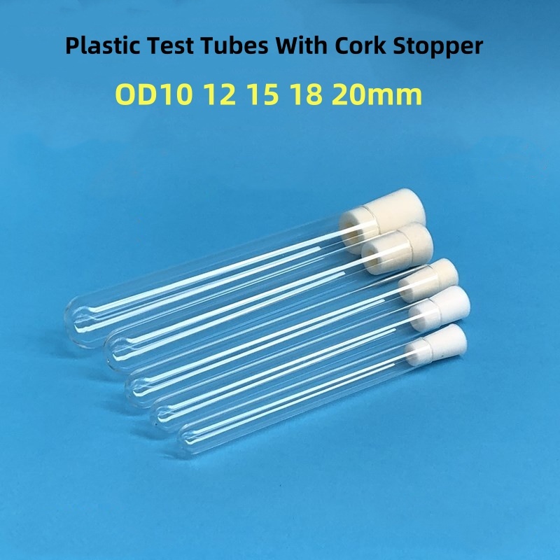 Plastic Test Tubes With Cork Stopper Clear Like Glass Laboratory School ...