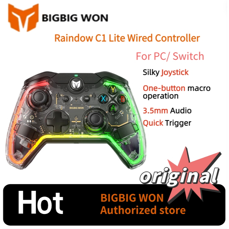 BIGBIG WON C1 lite/S wired game controller With Rgb Light Transparent ...