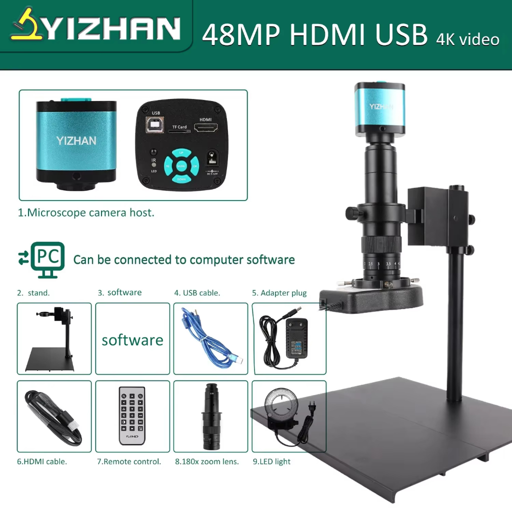 YIZHAN 48MP Digital Microscope 4K Video Recording USB HDMI Industrial ...