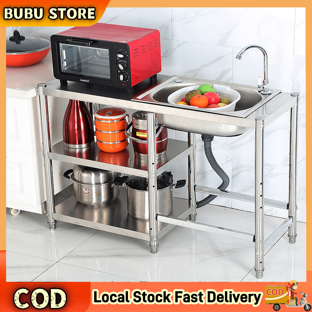 Kitchen Sink Stand Rack 304 Stainless Steel Portable Kitchen Sink with ...