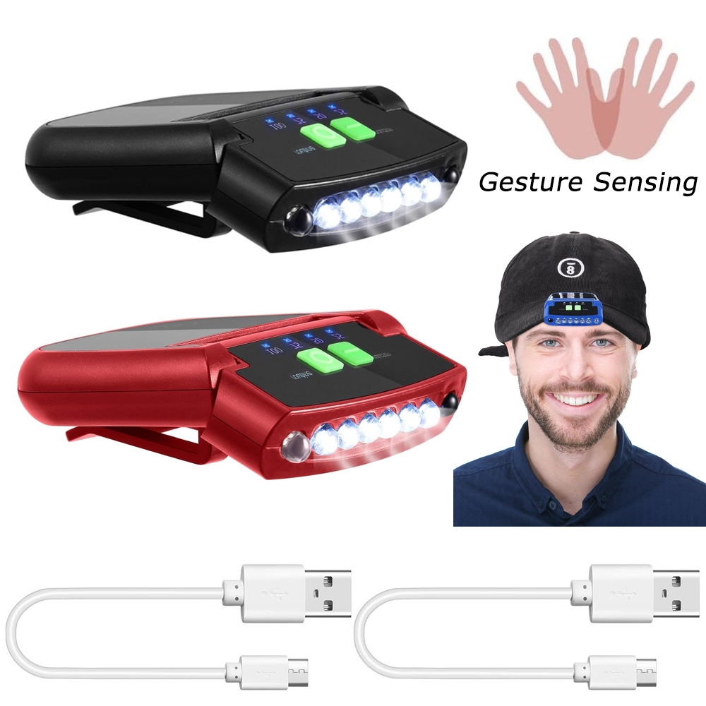 2 Pieces LED Rechargeable Hat Lights - USB Clip-On Cap Flashlight for ...