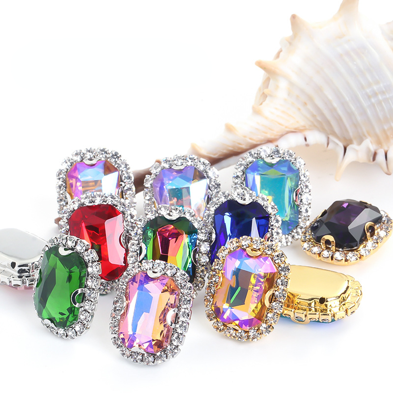 High Quality Octagon Shape 18*25mm Crystal Rhinestone with Silver/gold ...