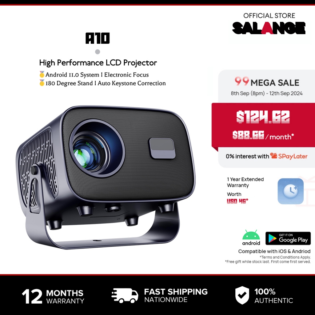 [360°Adjustable Stand] Salange Portable LED Projector, Electronic Focus ...