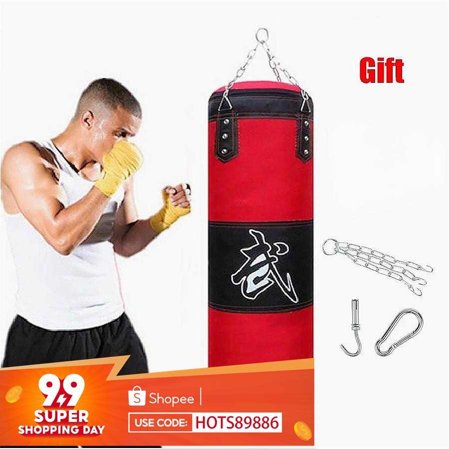 Empty Punching Bag with Glove 60cm 80cm 100cm 120cm Suspended Kick Sandbag Boxing Training Fighting Karate