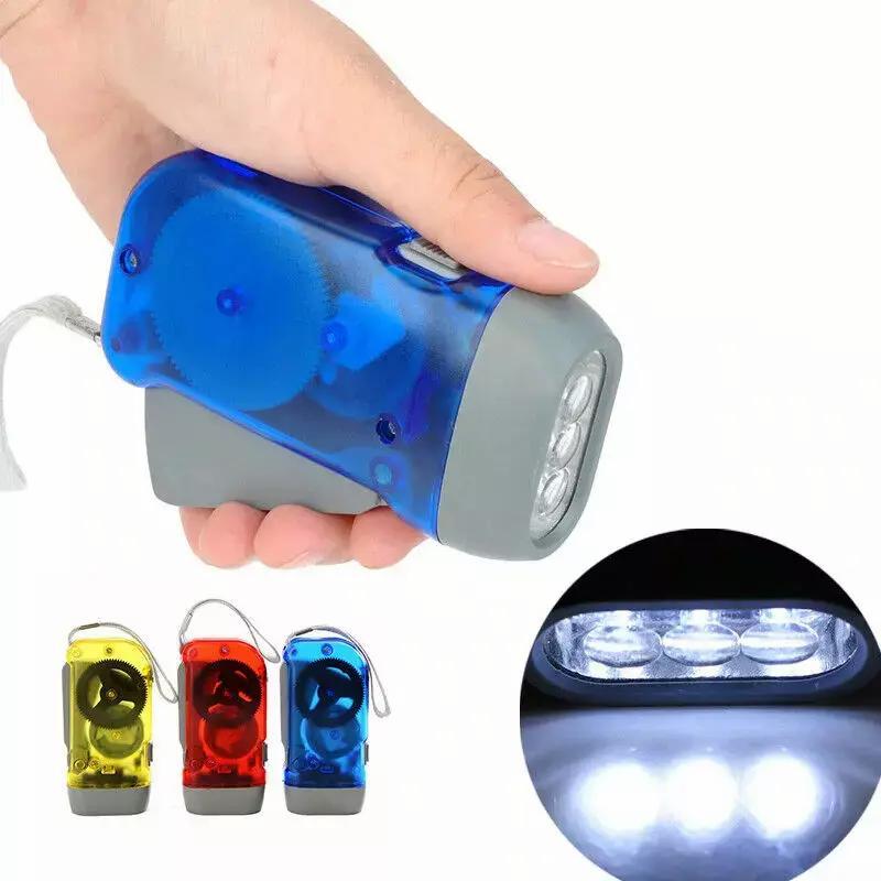 3 LED Dynamo Wind Up Flashlight Hand-pressing Crank NR No Battery Torch ...
