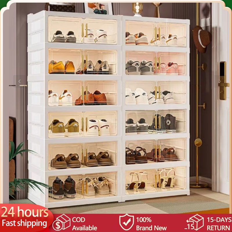 Foldable Shoe Cabinet Box with Dust-Proof Design,Layer Multi-function Shoe  Rack Storage Box Installation-Free