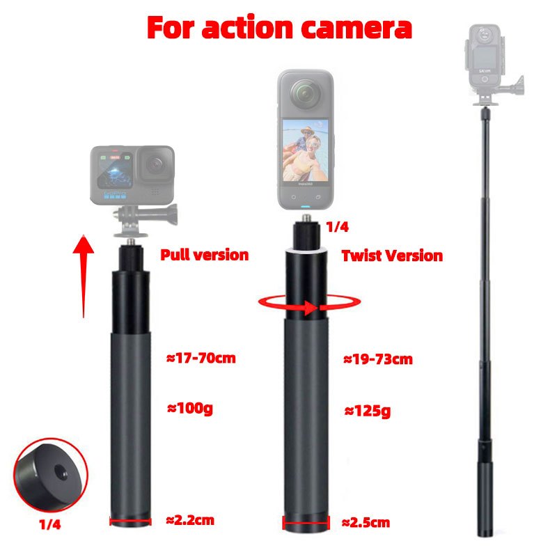 70cm Invisible Selfie Stick For Insta360 ONE X/ X2/ X3/ X4/ X5/ R/ RS  Action Camera Universal Bullet Time Handheld Tripod