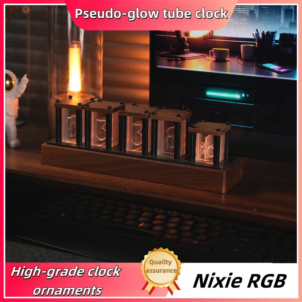 Ready Stock Clock Ornaments Luminous Tube Clock Nixie RGB High-End Gift ...