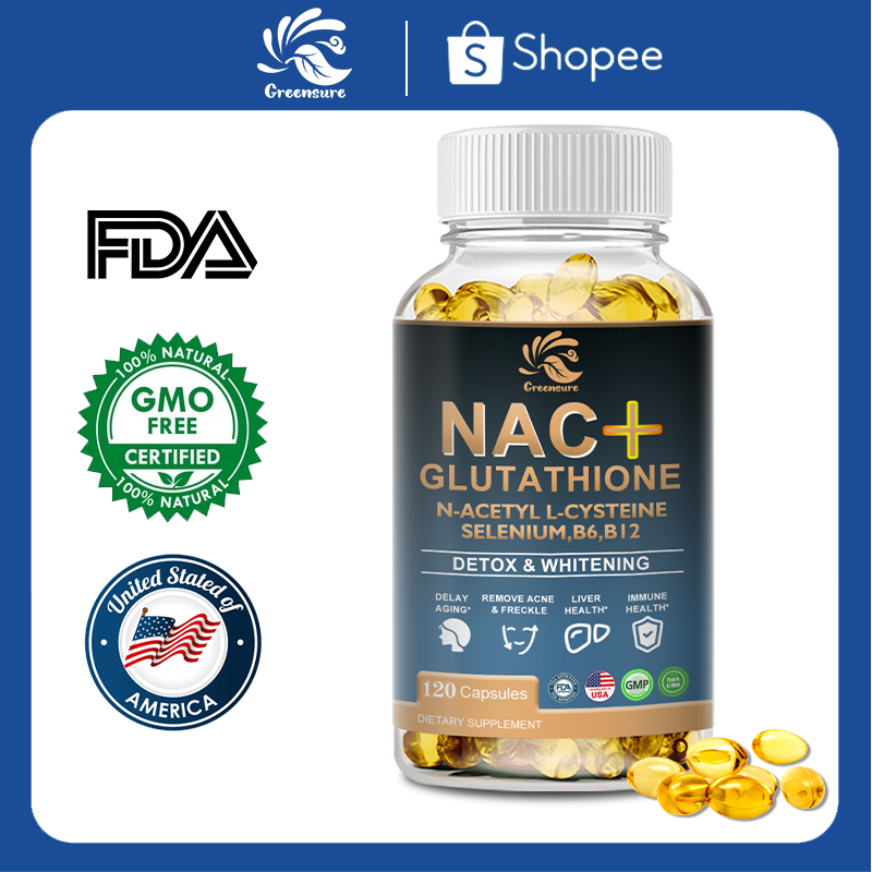 NAC+ Glutathione Capsules for Antioxidant Skin Whitening Anti-Aging ...