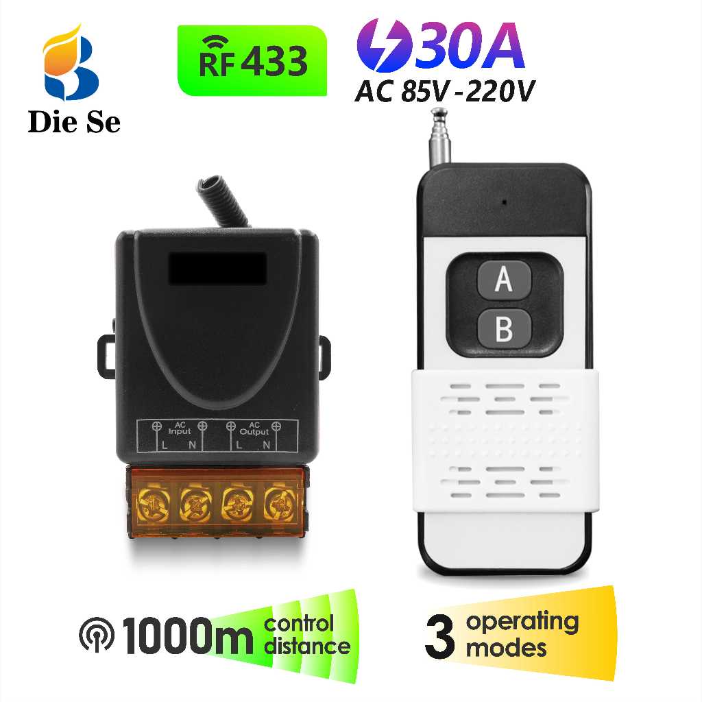 1000M long distance 433MHZ wireless remote control switch 30A water ...