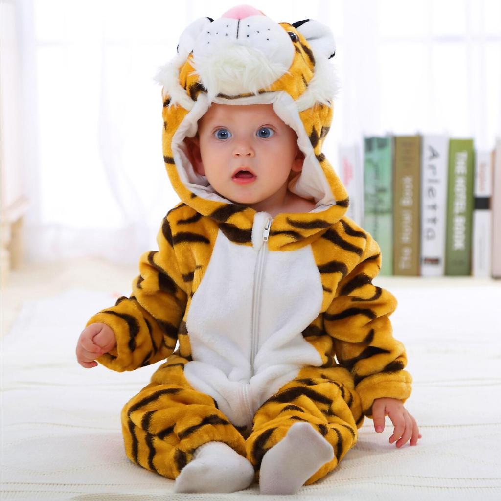 Newborn Baby Clothes Boys Girls Hooded Jumpsuit Kigurumi Cartoon Animal Stitch Cow Lion Tiger Panda Rabbit Unicorn Tights Set Shopee Philippines