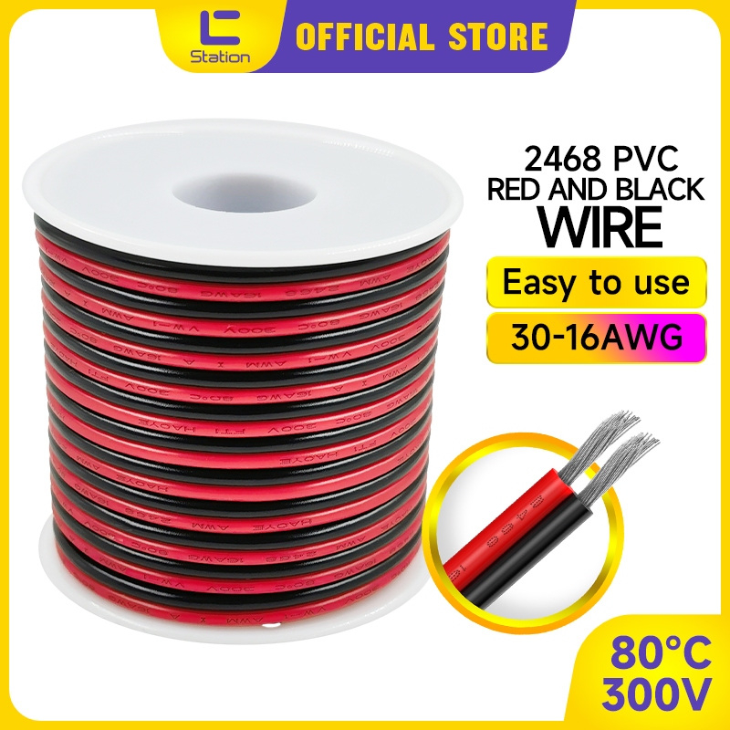 Small Spools of 2468PVC Red and Black Double Parallel Wire 30-16AWG ...