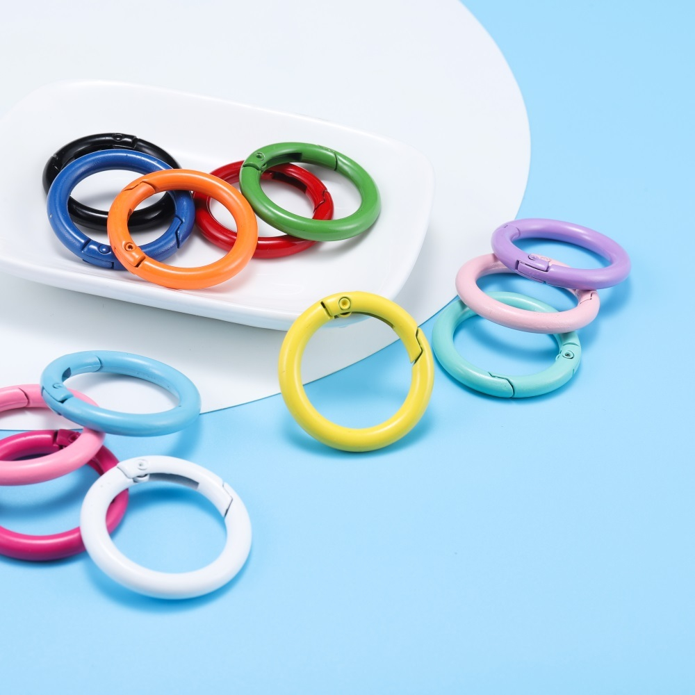 8pcs Spring O Ring Clip, Metal Spring Clasp Key Ring, Keychain Snap