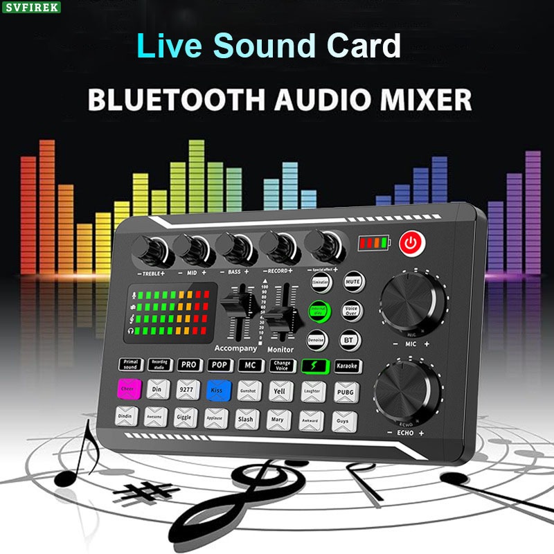 F998 Sound Card Live Audio Mixer Audio Recording Console Amplifier Live ...