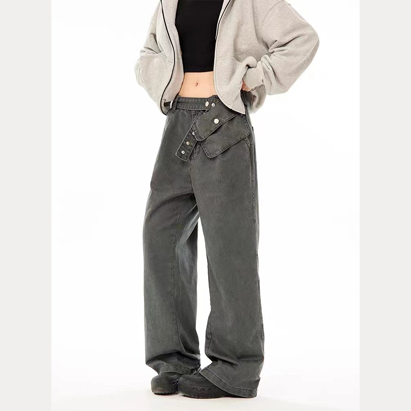 Multi-pocket American work clothes jeans Men's autumn and winter fashion brand ruffian handsome hip-hop high street loose