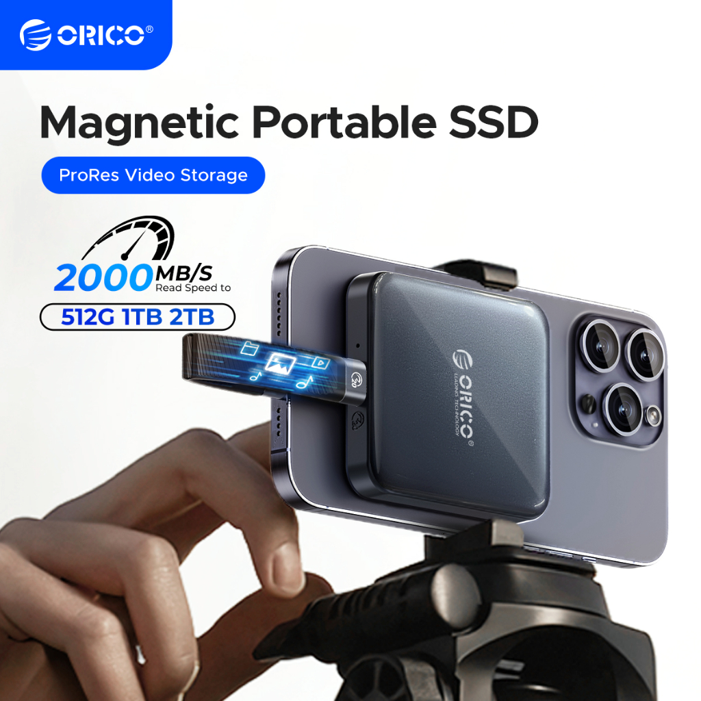 SSD Esterno Magnetico ORICO 512GB A20PLUS - Velocità 2000MB/s, Compatibile IPhone 15 Pro, 4K HDR