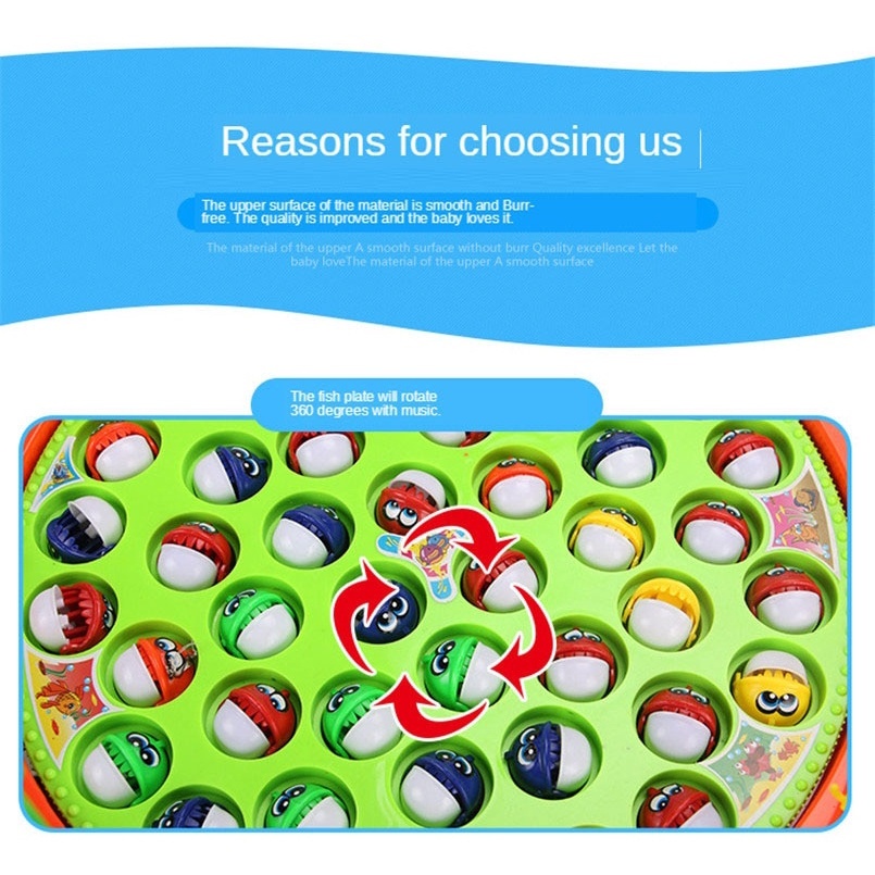 Larger Size Kids Fishing Game Toy Electric Music Rotating Catch Fish ...