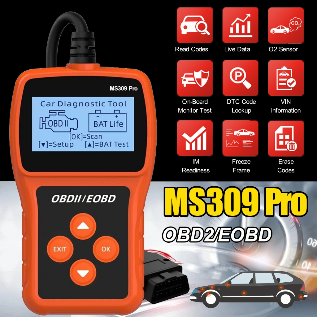 MS309/MS309Pro Car OBD2 Scanner Professional Engine Fault Code Reader 2 ...