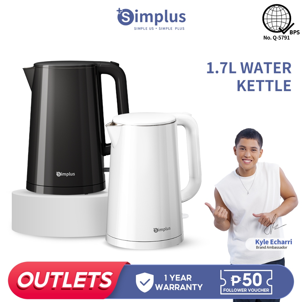 Simplus Electric Kettle 1.7L Water Heater Stainless Steel Automatic ...