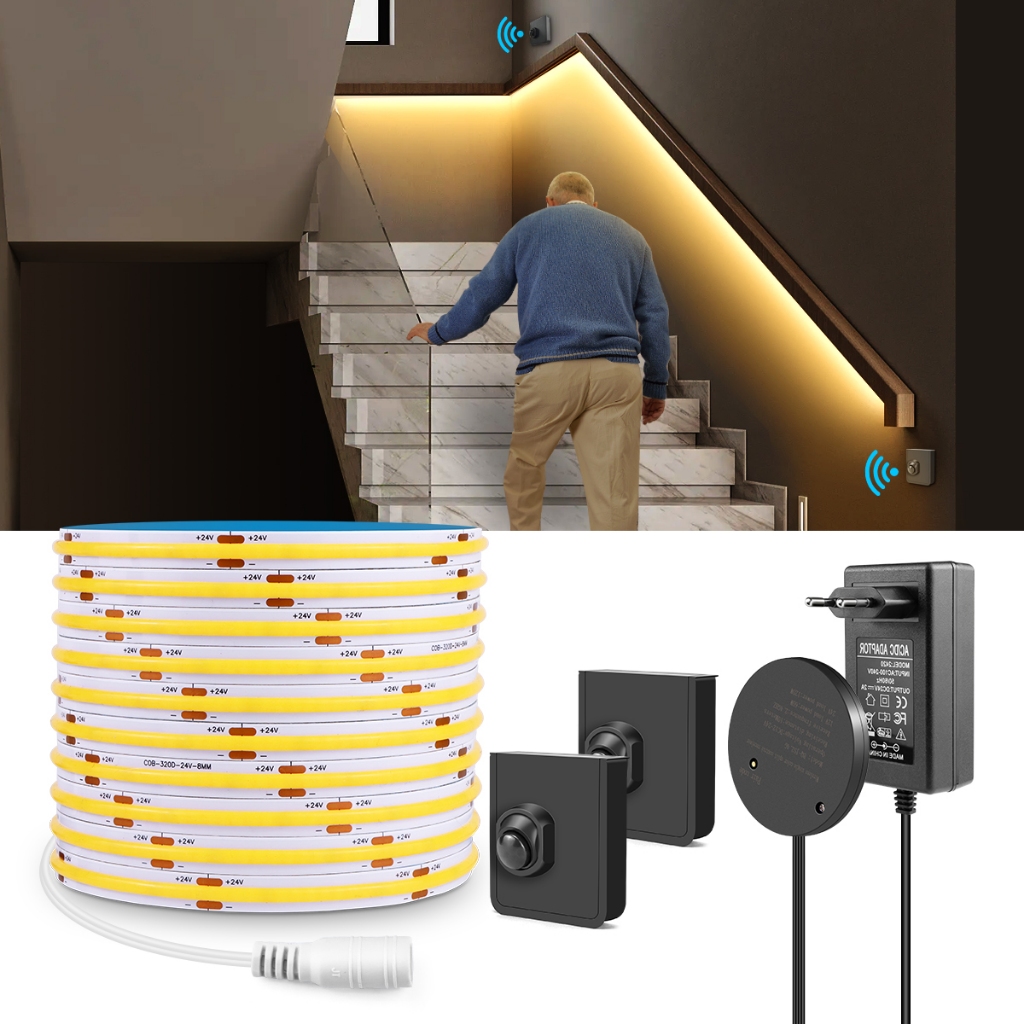 COB LED Strip Light With Portable PIR Motion Sensor Switch/Wireless RF